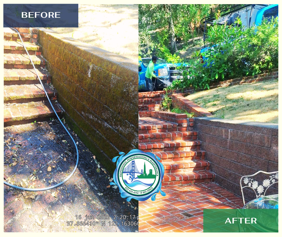 Before and after exterior cleaning