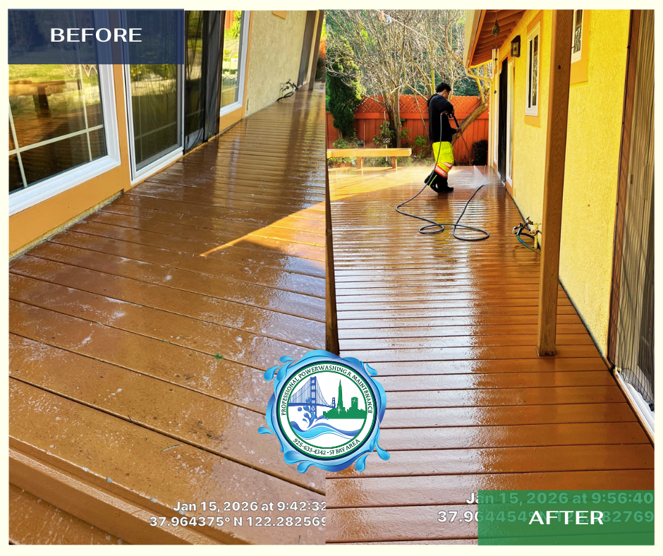 Before and after exterior cleaning