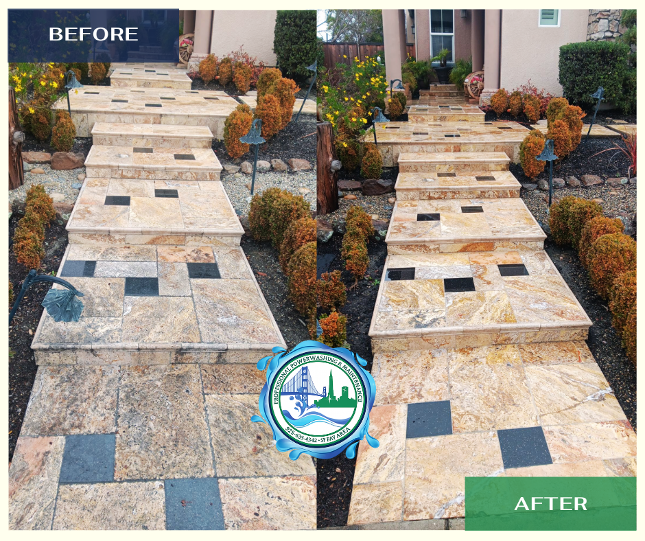 Before and after exterior cleaning