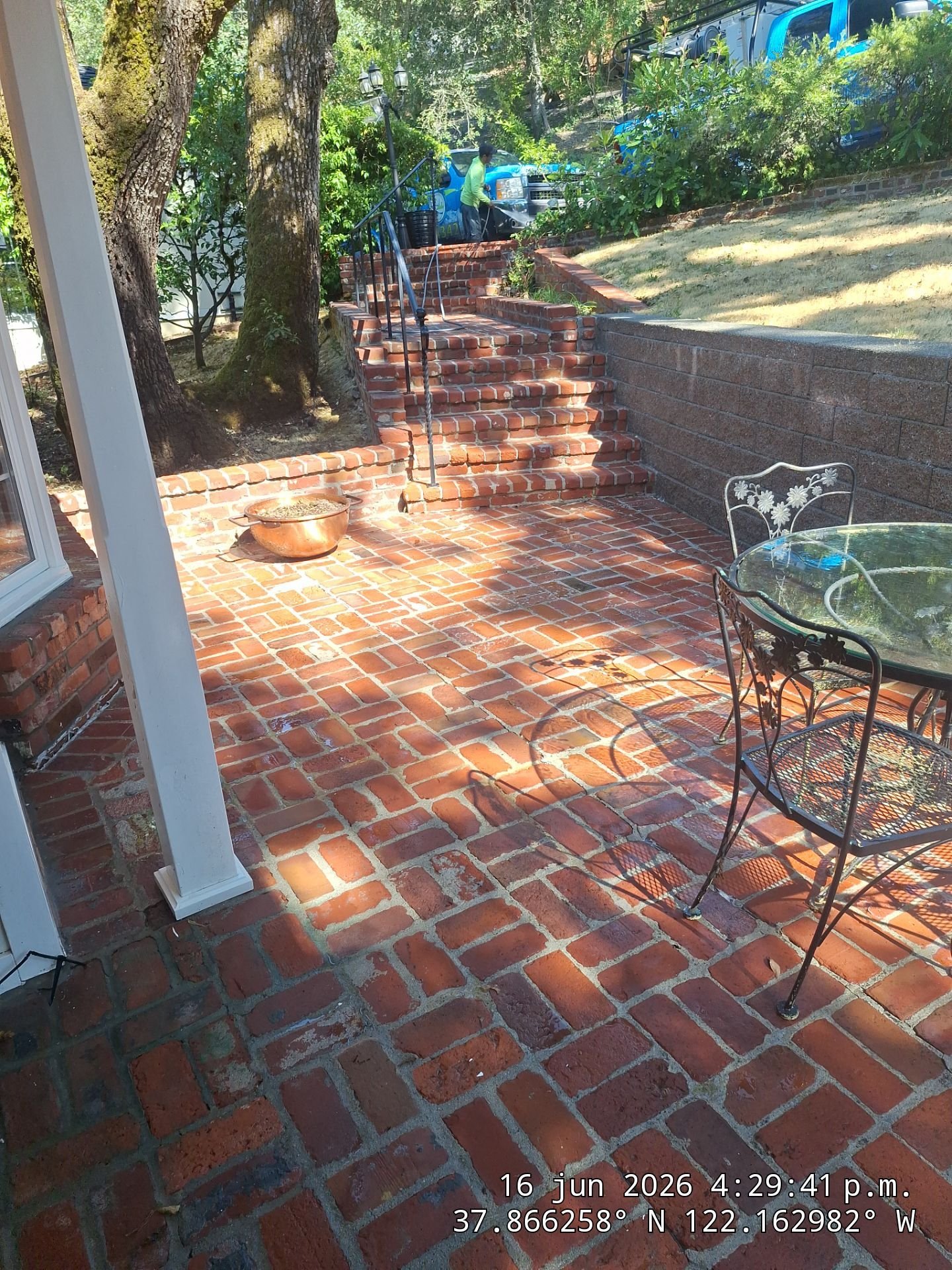 Roof soft washing on an Orinda hillside home