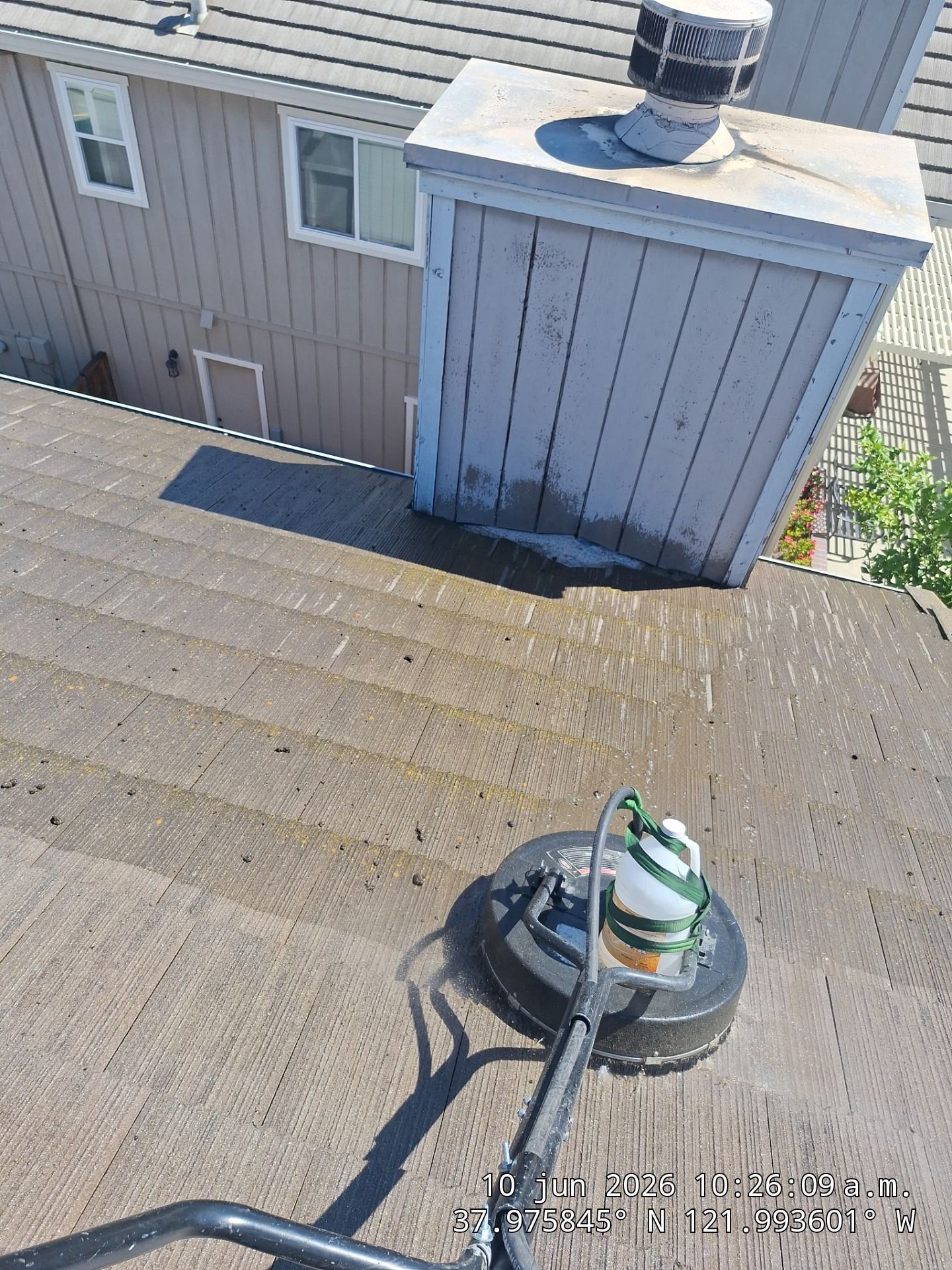 Algae and streak removal from a Concord roof